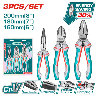 Ensemble pro pinces levier TOTAL 200/180/160mm acier CrV professionnel THT2K0301S