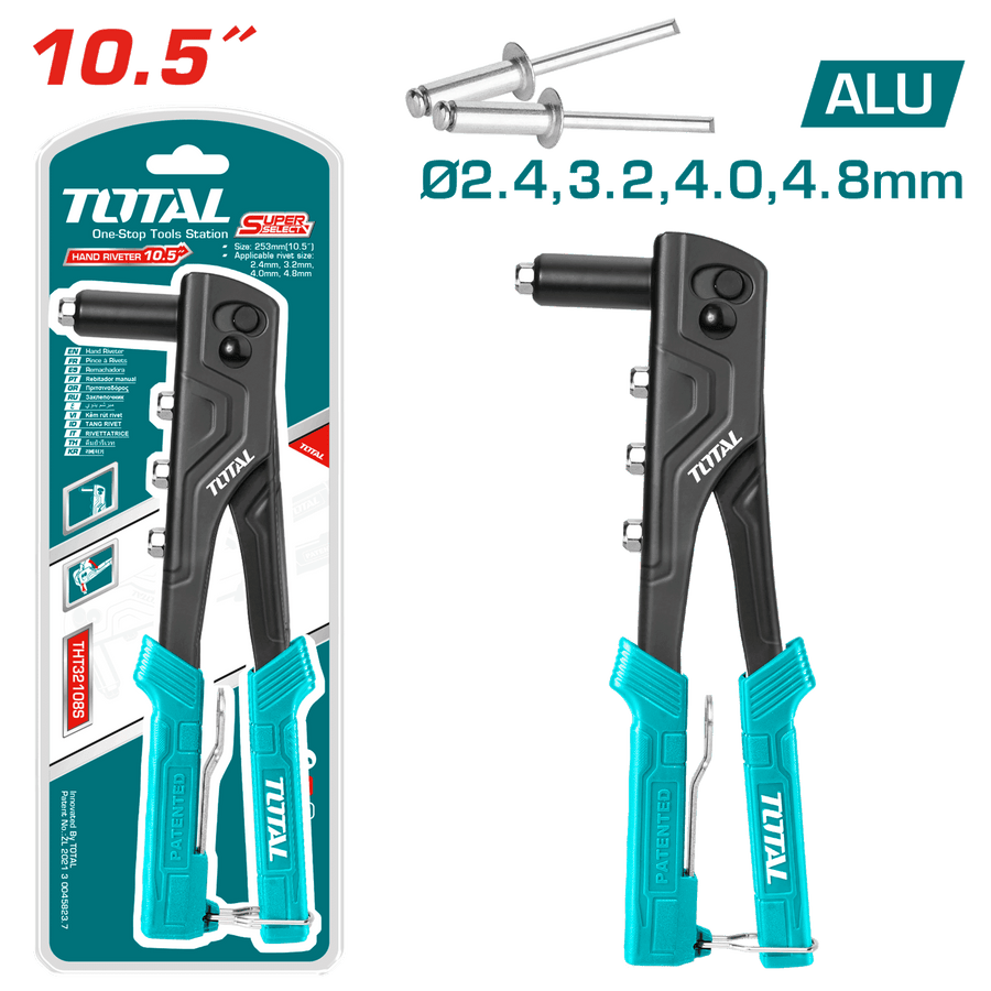 Pince à rivet 10,5 pouces alu manuelle pour bricolage 2,4–4,8 mm TOTAL THT32108S