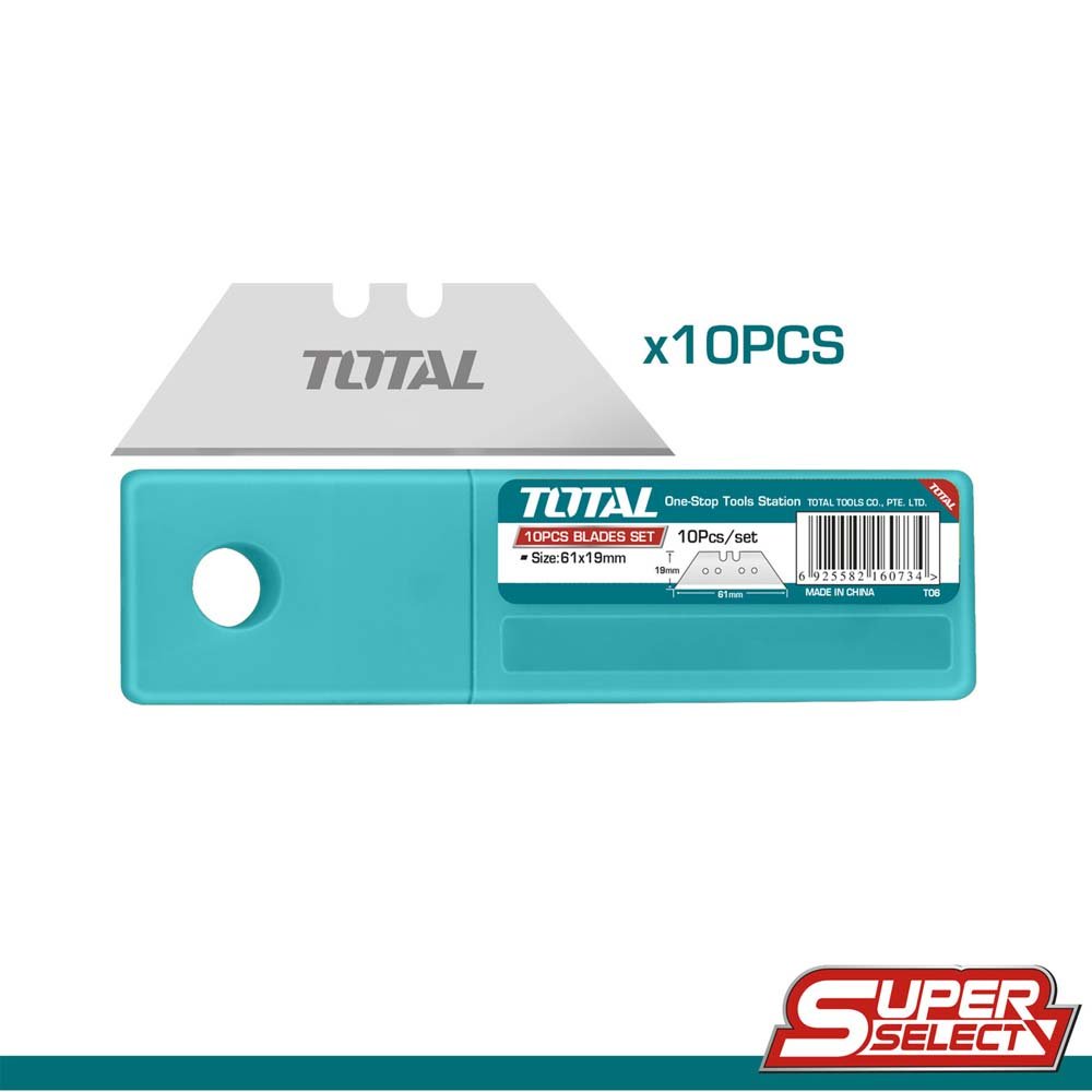 Lames jx 10 61x19 mm TOTAL couteaux utilitaires professionnelles 10 pièces THT519001