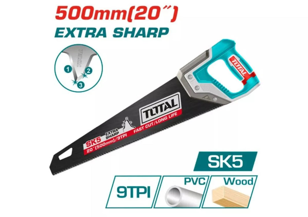 THT55208 scie à main TOTAL 500 mm SK5 9 tpi dents affûtées