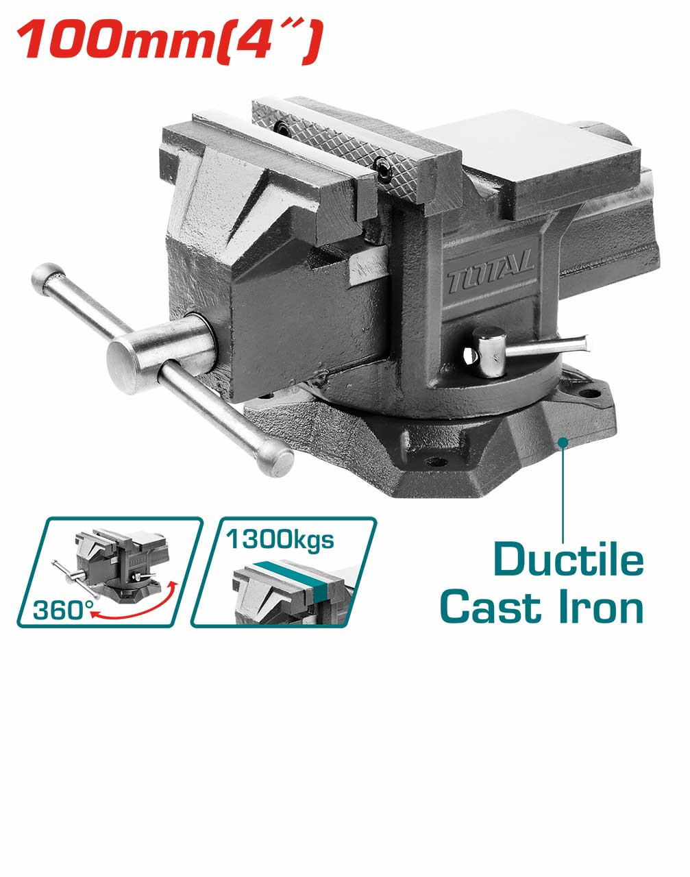 THT6146 - étau établi TOTAL 100MM - pour bricoleurs