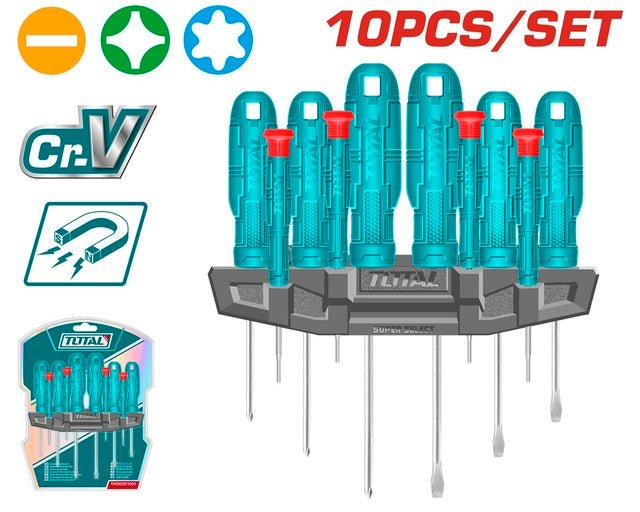Kit tournevis TOTAL 10 pièces rangeur pro THTDC251001