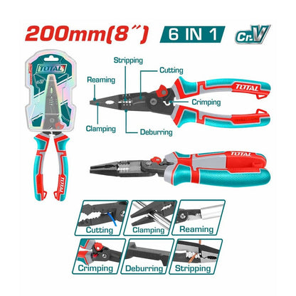 THTMF286 - pince multi-fonction 6 en 1 TOTAL 200 mm coupe