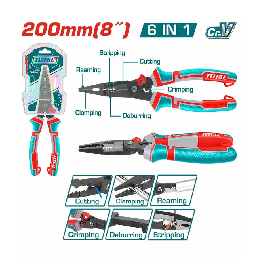 THTMF286 - pince multi-fonction 6 en 1 TOTAL 200 mm coupe