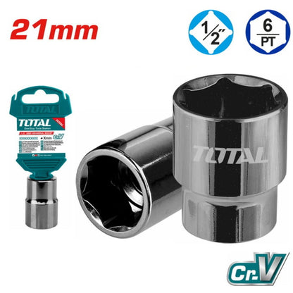 Douille hexagonale 21 mm 1/2 pouce CrV pro TOTAL THTST12211