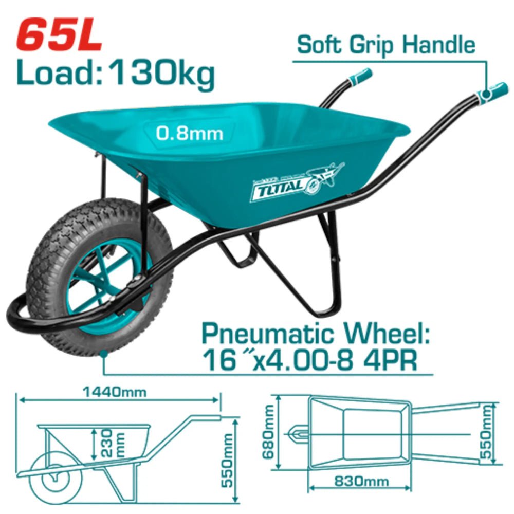 THTWB4010P - brouette TOTAL 65 l 140 kg - jardin chantier