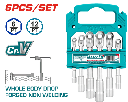 TOTAL clés à douilles coudées 7-14 mm haute performance durable CrV TLASWT0601
