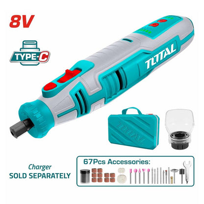 TMGLI0801 meuleuse droite 8V TOTAL vitesse 5k-28k poncer