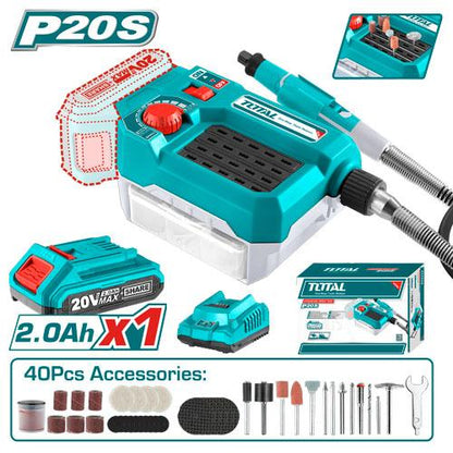 TMGLI20011 meuleuse sans fil TOTAL 20 v 40 accessoires