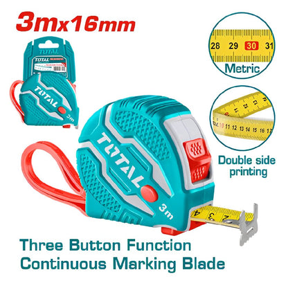 TMT126031M ruban TOTAL 3m x 16mm blocage triple caoutchouc