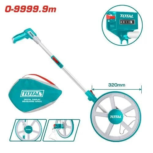 Roue mesure numérique TOTAL 0 à 9999,9 m diamètre 320 mm pour professionnels TMT19945