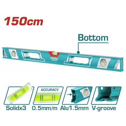 TMT215086 - niveau à bulle TOTAL 150cm - précision 0,5 mm/m