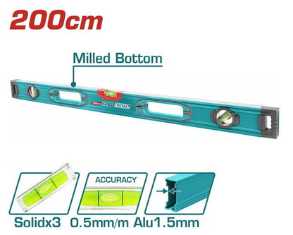 TMT220028 – niveau à bulle alu TOTAL 200 cm – 3 fioles