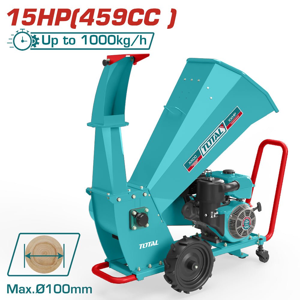 TOTAL broyeur végétaux thermique pro 15 hp 459 cc capacité 1000 kg/h TWCS2100
