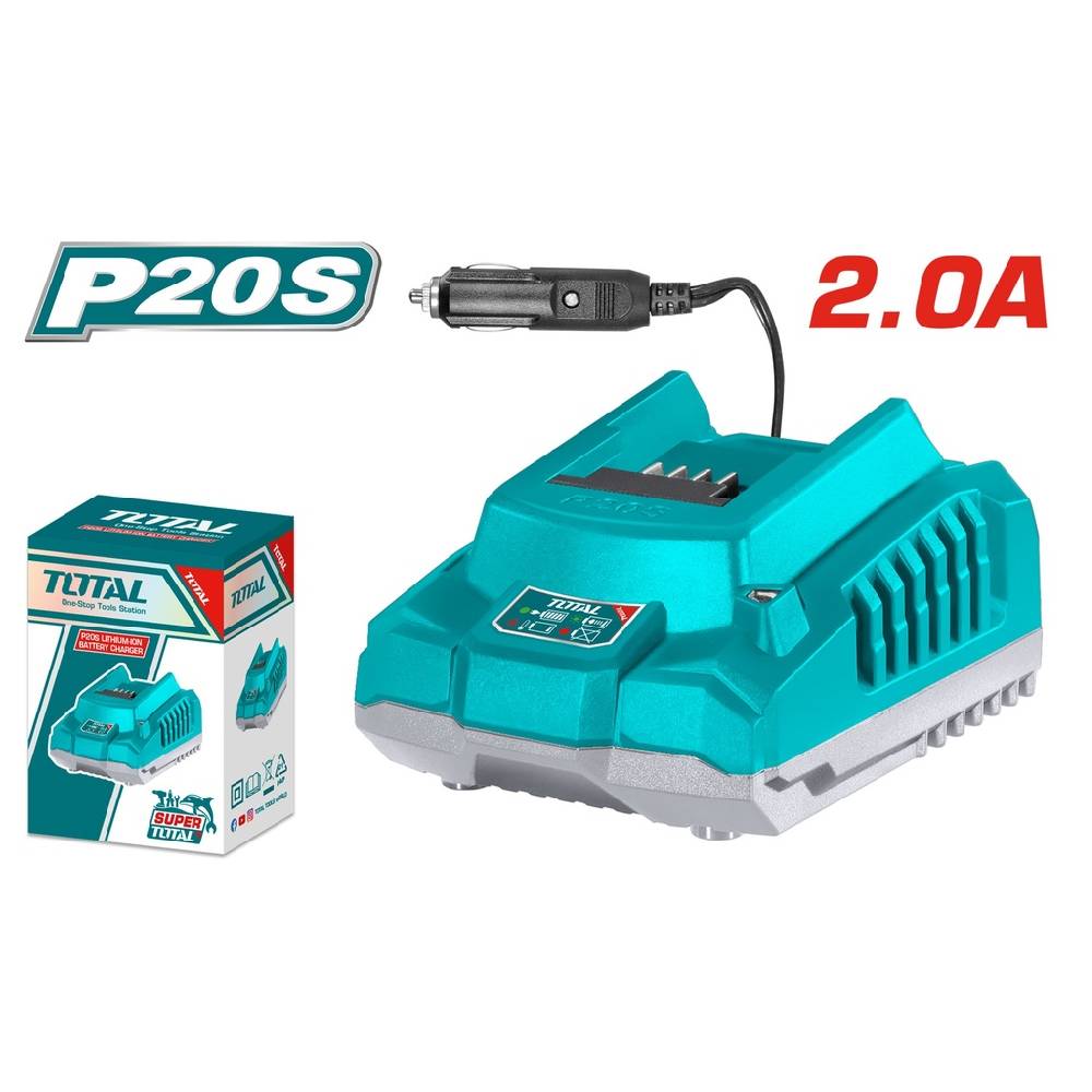 TOTAL chargeur automobile P20S 20V 2Ah lithium ion professionnel TFCLI2012