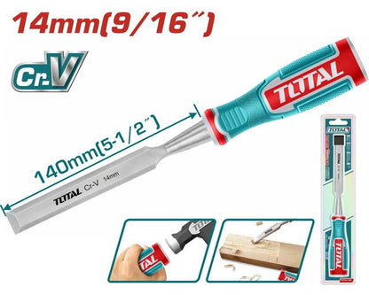 TOTAL ciseau à bois 14 mm CrV lame Inox ergonomique jardinage THT41146