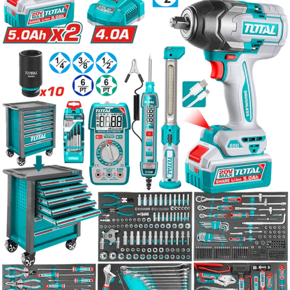 TOTAL clé à chocs sans fil brushless 20 v 850 nm demi pouce 396 pcs THPTCS83962