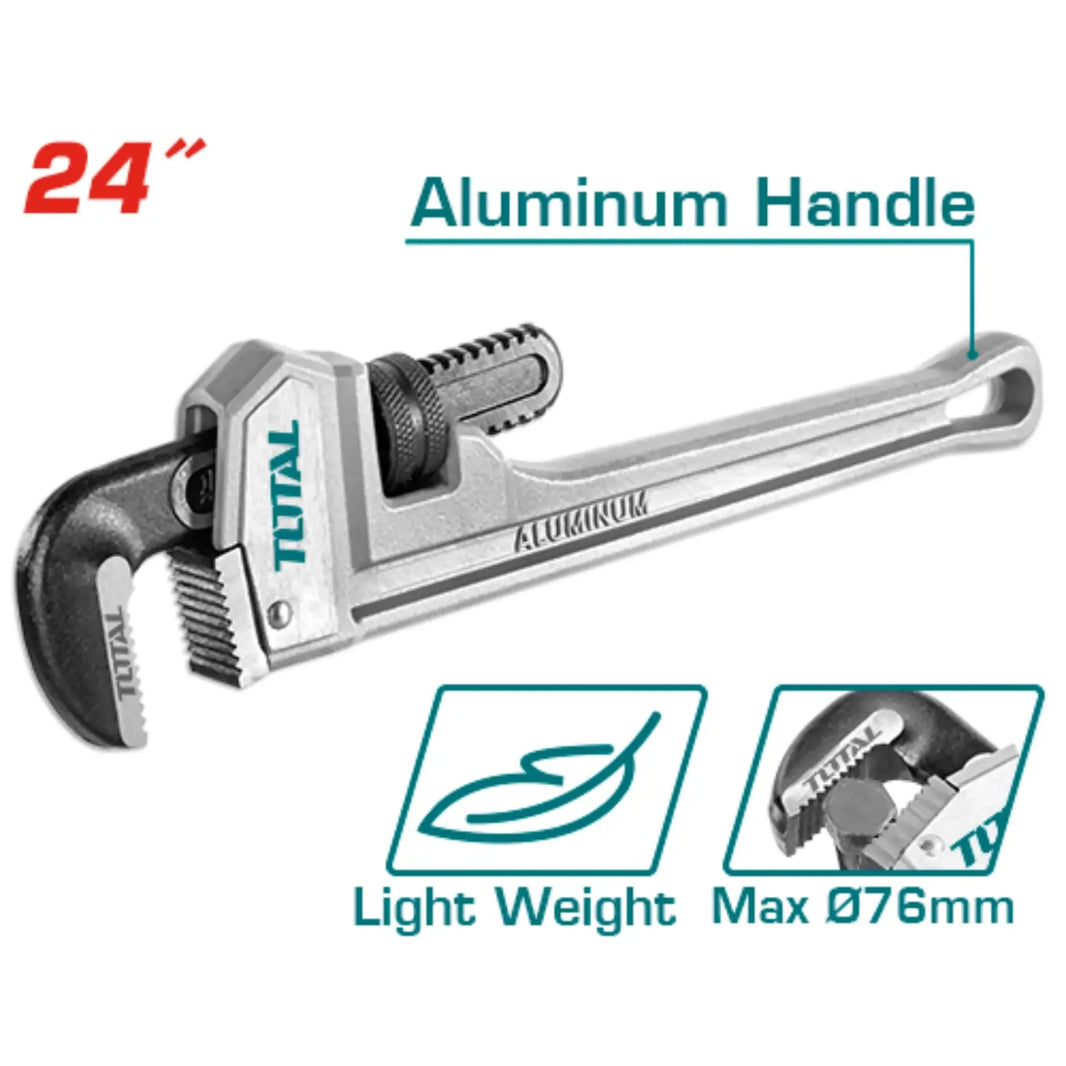 TOTAL clé à tube aluminium 24 pouces légère robuste tuyauterie Ø76mm THTAL17246