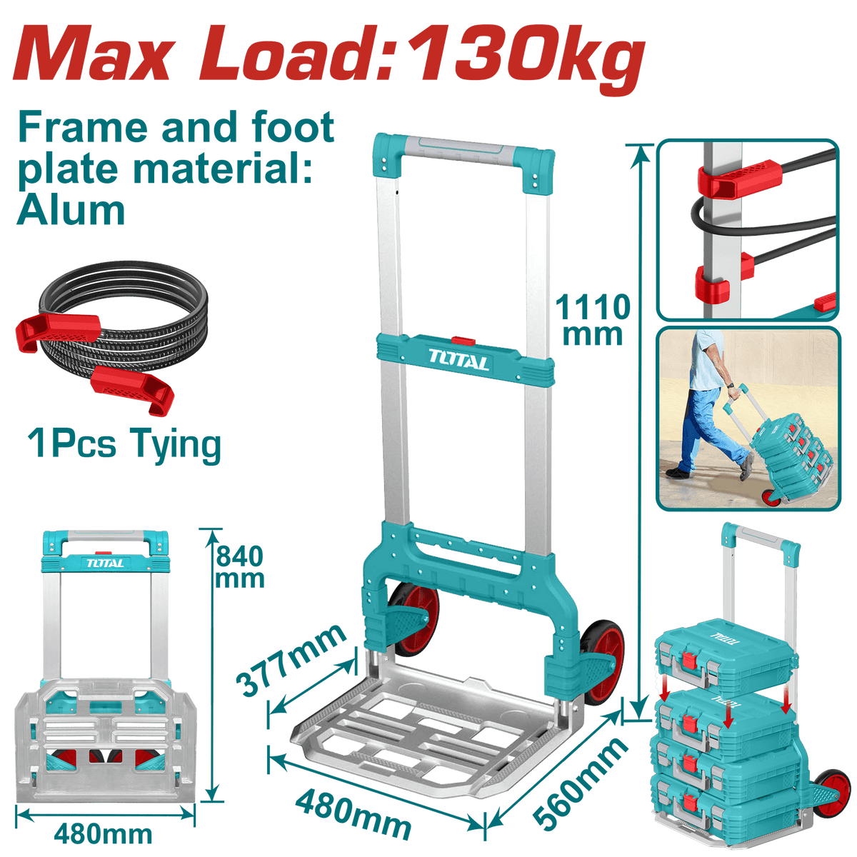 TOTAL diable pliable charge max 130 kg professionnel THWB61201