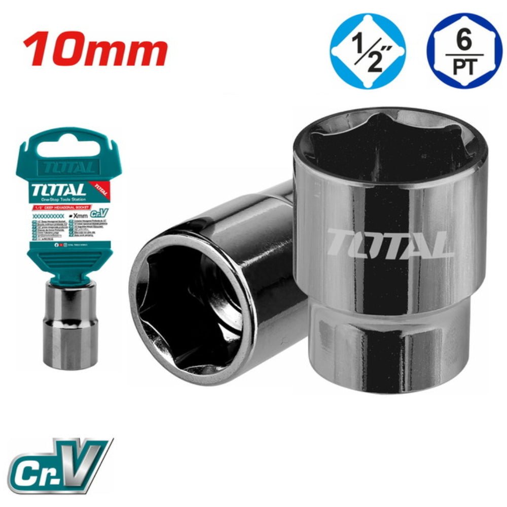 TOTAL douille hexagonale 1/2 pouce 10 mm Cr-V professionnelle THTST12101