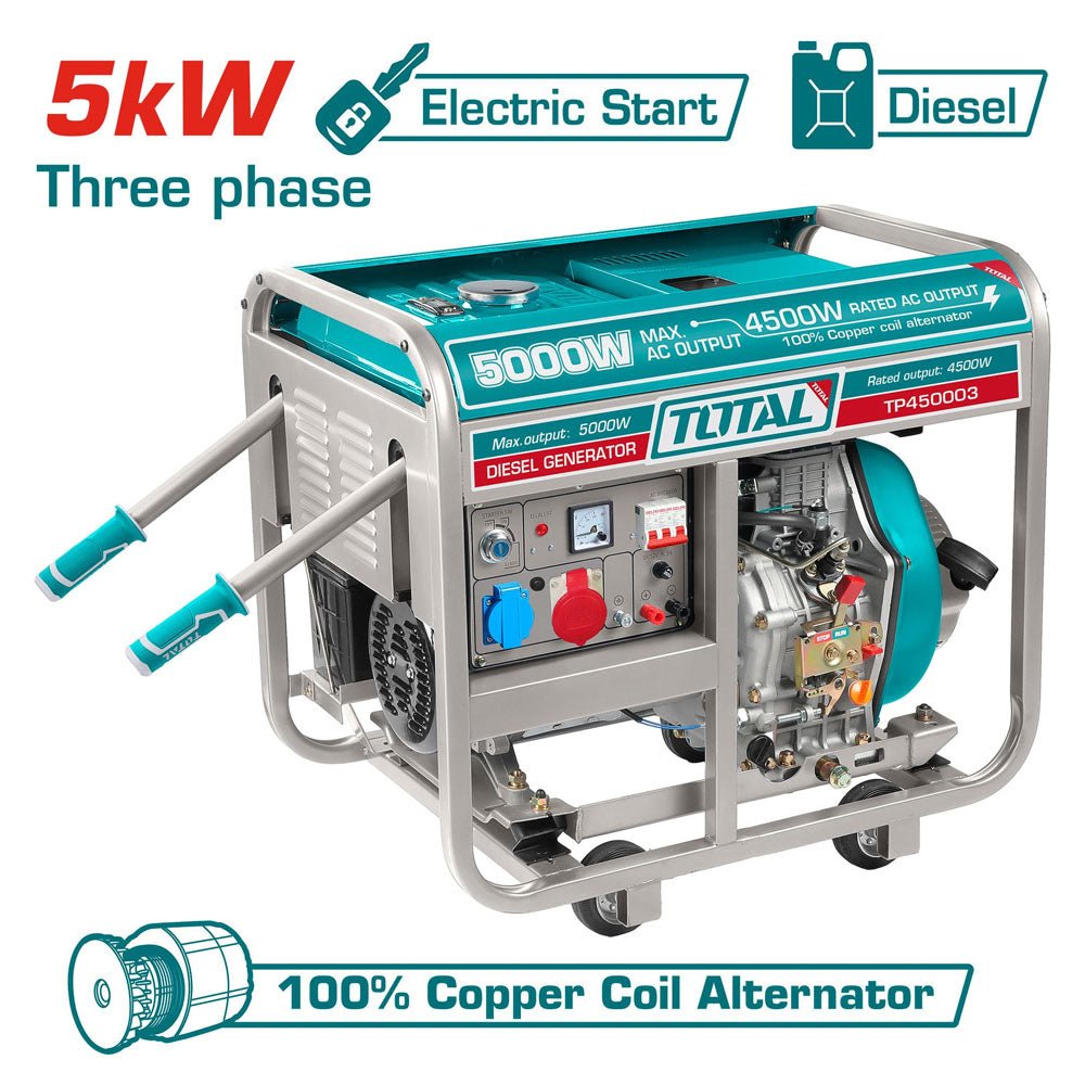 TOTAL groupe électrogène diesel 5 kw triphasé démarrage électrique TP450003
