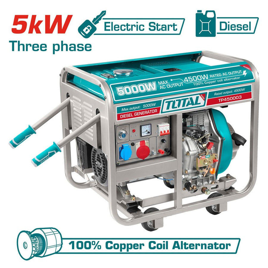 TOTAL groupe électrogène diesel 5 kw triphasé démarrage électrique TP450003