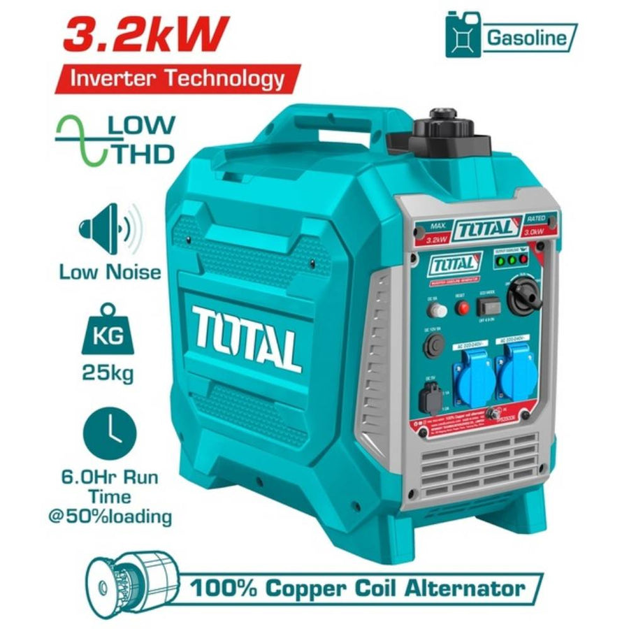 TOTAL groupe électrogène inverter 3.2 kw essence low thd silencieux TP535006