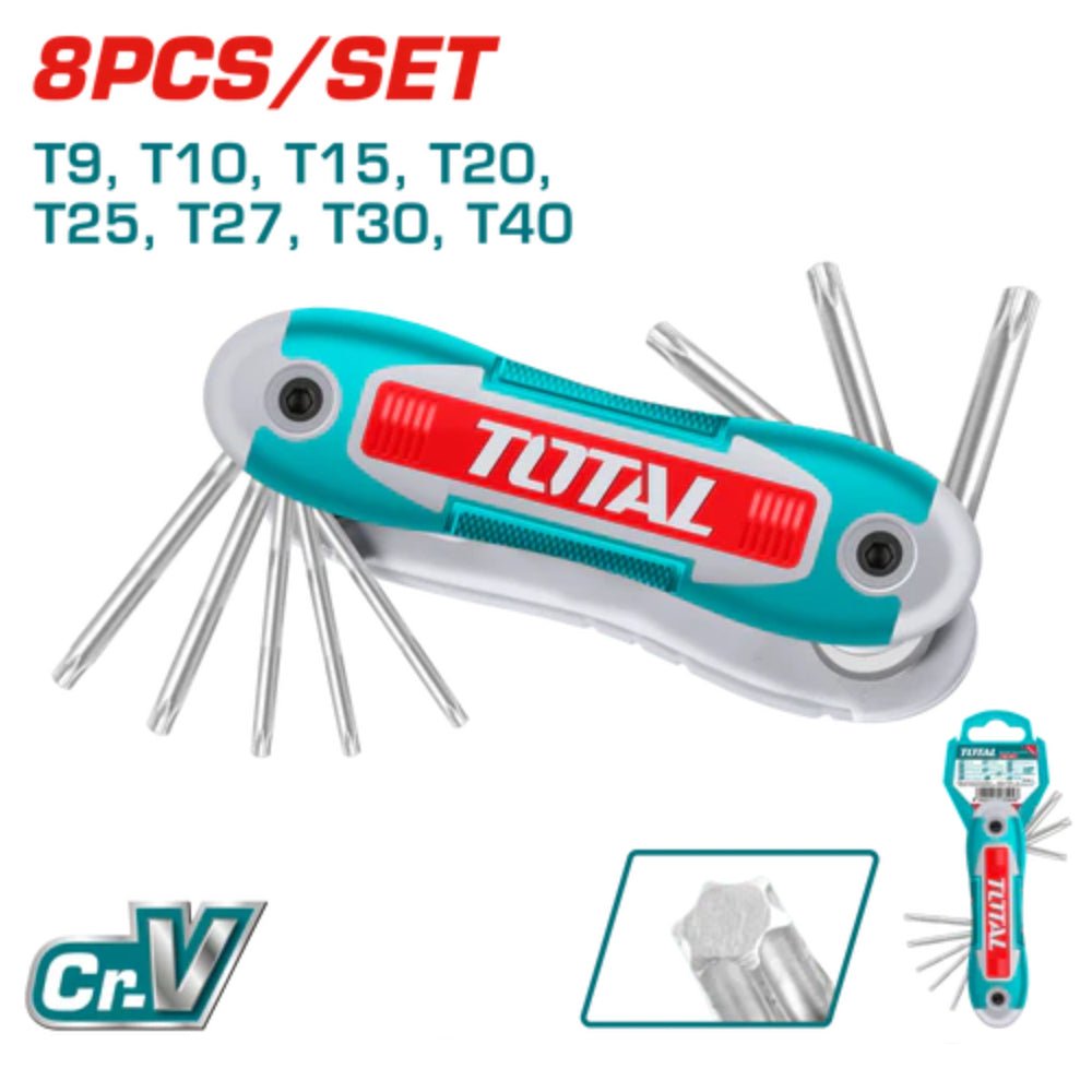 TOTAL jeu de clés torx pliables 8 pièces CrV THT1061846