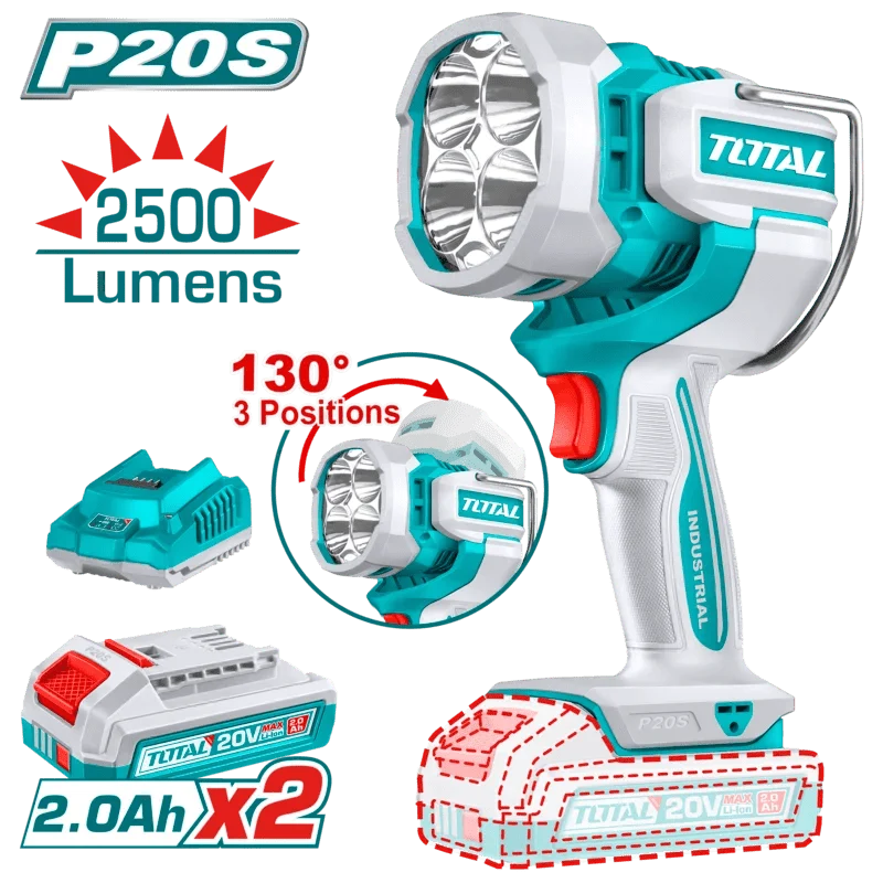 TOTAL lampe de travail 20V 2.2Ah 2500 lumens pour professionnels TWLI20887