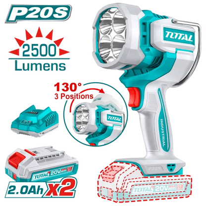 TOTAL lampe de travail 20V 2.2Ah 2500 lumens pour professionnels TWLI20887