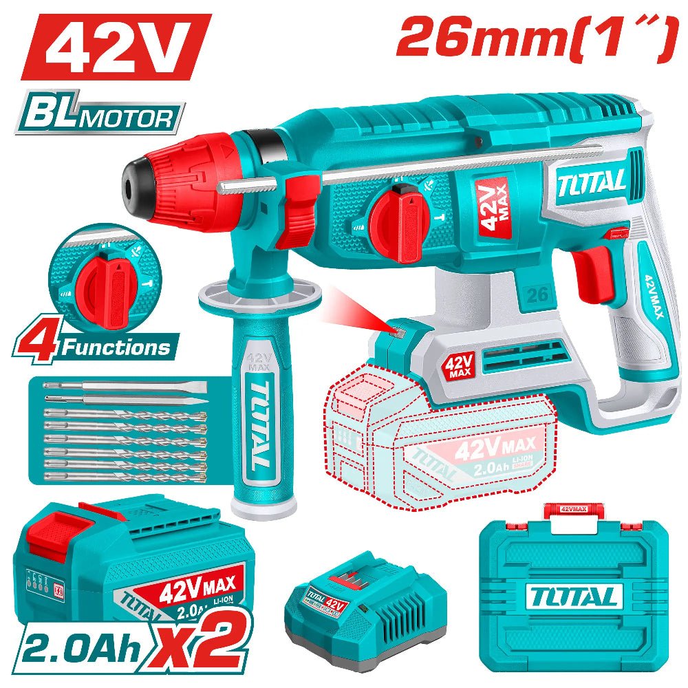 TOTAL marteau perforateur sans fil 42V brushless 26mm TRHLI422682