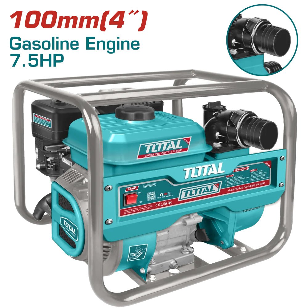TOTAL motopompe essence 4 pouces 7,5 hp transfert rapide TP3406