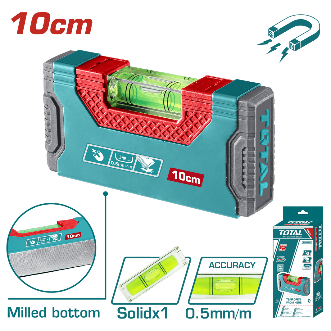 TOTAL niveau bulle magnétique 10 cm précision 0,5 mm/m base aimantée TMT205101