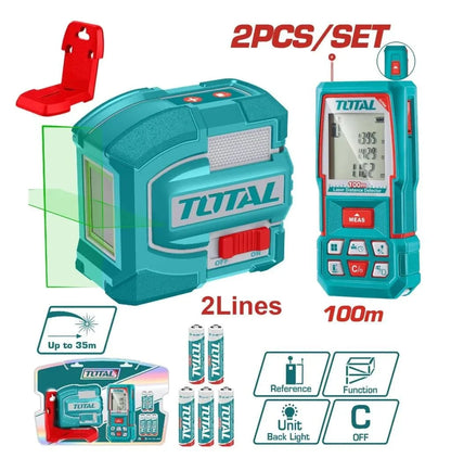 TOTAL niveau laser pro avec detecteur distance 100 m 2 lignes vertes TOSLL0502