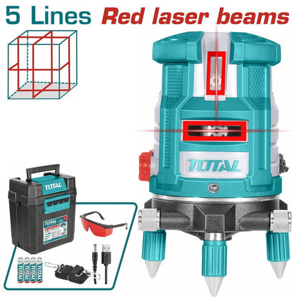 TOTAL niveau laser professionnel 5 lignes rouges pour alignement précis TLL306505