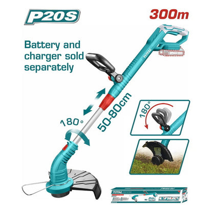 TOTAL P20S débroussailleuse sans fil 20V 300mm télescopique TGTLI20018