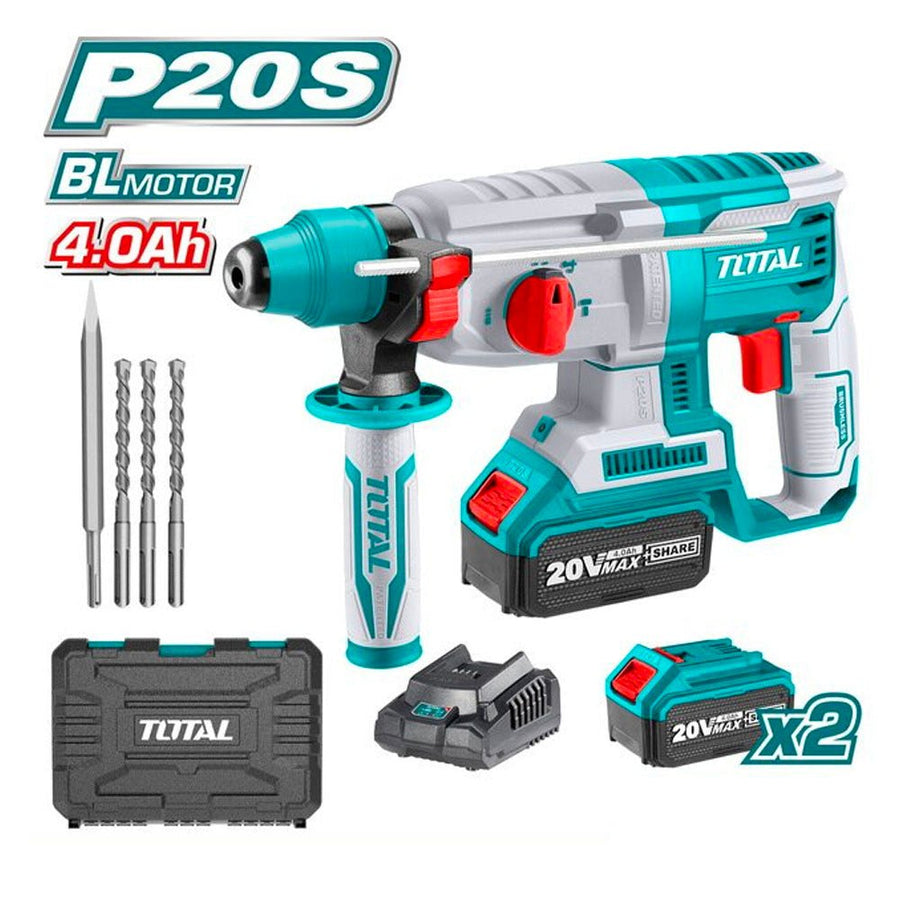 TOTAL P20S marteau perforateur sans fil 20V bl motor 4Ah pack trhli202287