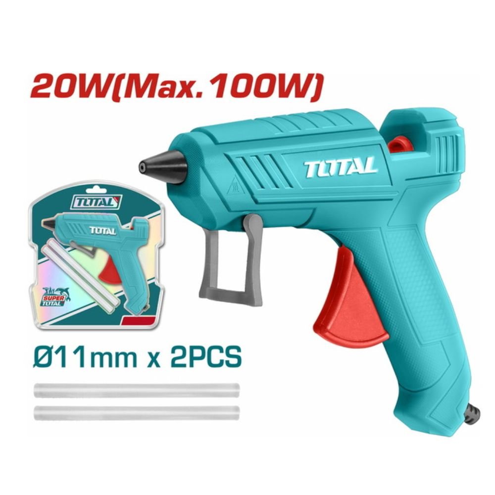 TOTAL pistolet à colle chaude 100 w diamètre 11 mm 2 pièces TT101116