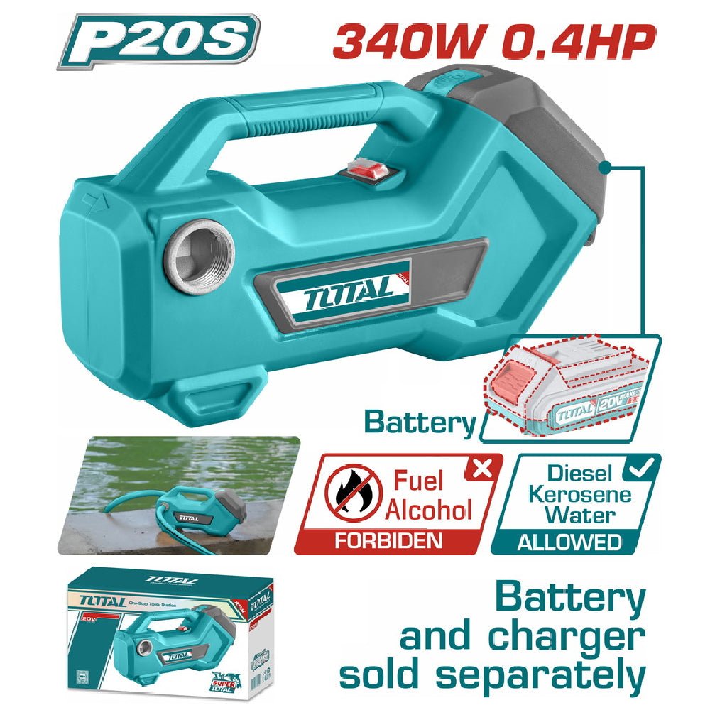 TOTAL pompe de transfert sans fil P20S 20V 340W TTPLI2001