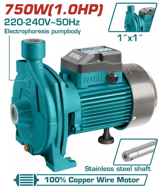 TOTAL pompe électrique 750 w 1 cv 220-240 v 50 hz 1 pouce entrée sortie twp27506