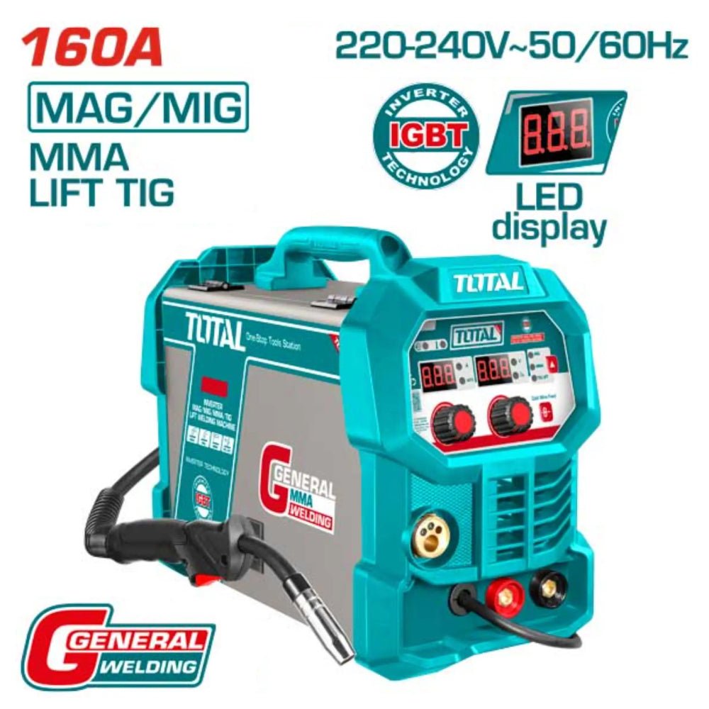 TOTAL poste soudure multiprocess mig mag mma lift tig 160A 220 240V LED TMGT16058