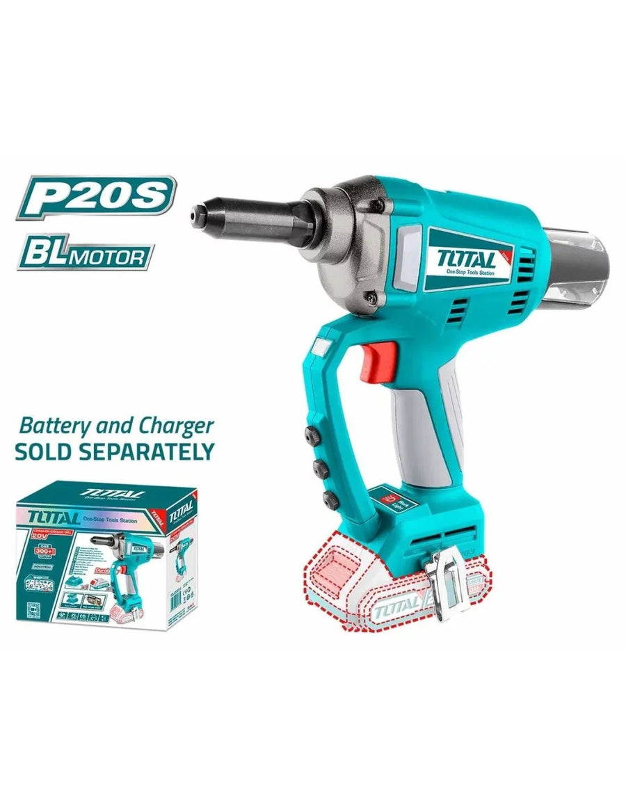 TOTAL riveteuse sans fil 20 v 2 ah brushless 20 kn 25 mm éclairage TRTLI2005