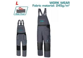 TOTAL salopette travail durable 245 g m2 coton polyester gris taille l TSP6033.L