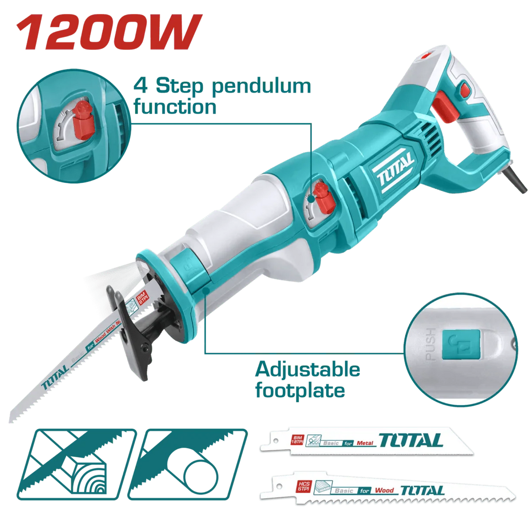 TOTAL scie sabre électrique compacte filaire 1200 w TS1001201