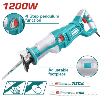 TOTAL scie sabre électrique compacte filaire 1200 w TS1001201