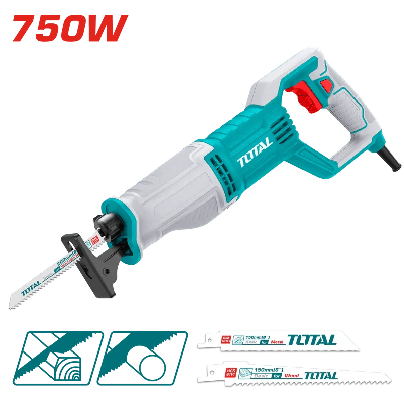 TOTAL scie sabre filaire 750 w 0–2 800 coups/min bois métal PVC TS100756