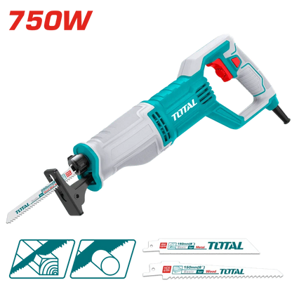 TOTAL scie sabre filaire 750 w 0–2 800 coups/min bois métal PVC TS100756