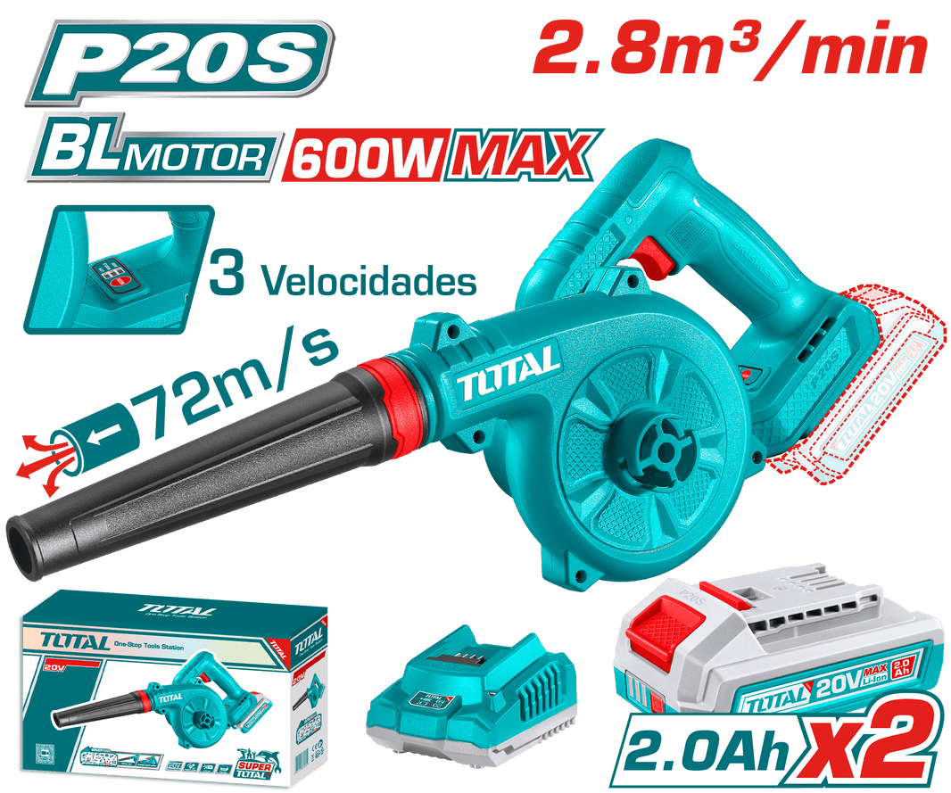 TOTAL souffleur sans fil 20V 2Ah léger et puissant TABLI20682