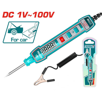 TOTAL testeur tension DC 1V à 100V pour véhicules professionnels THTS41001