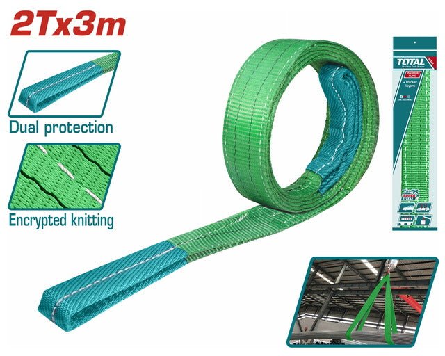 TOTAL tools élingue sangle levage textile 2T 3m 90mm dual protection THTWS0203